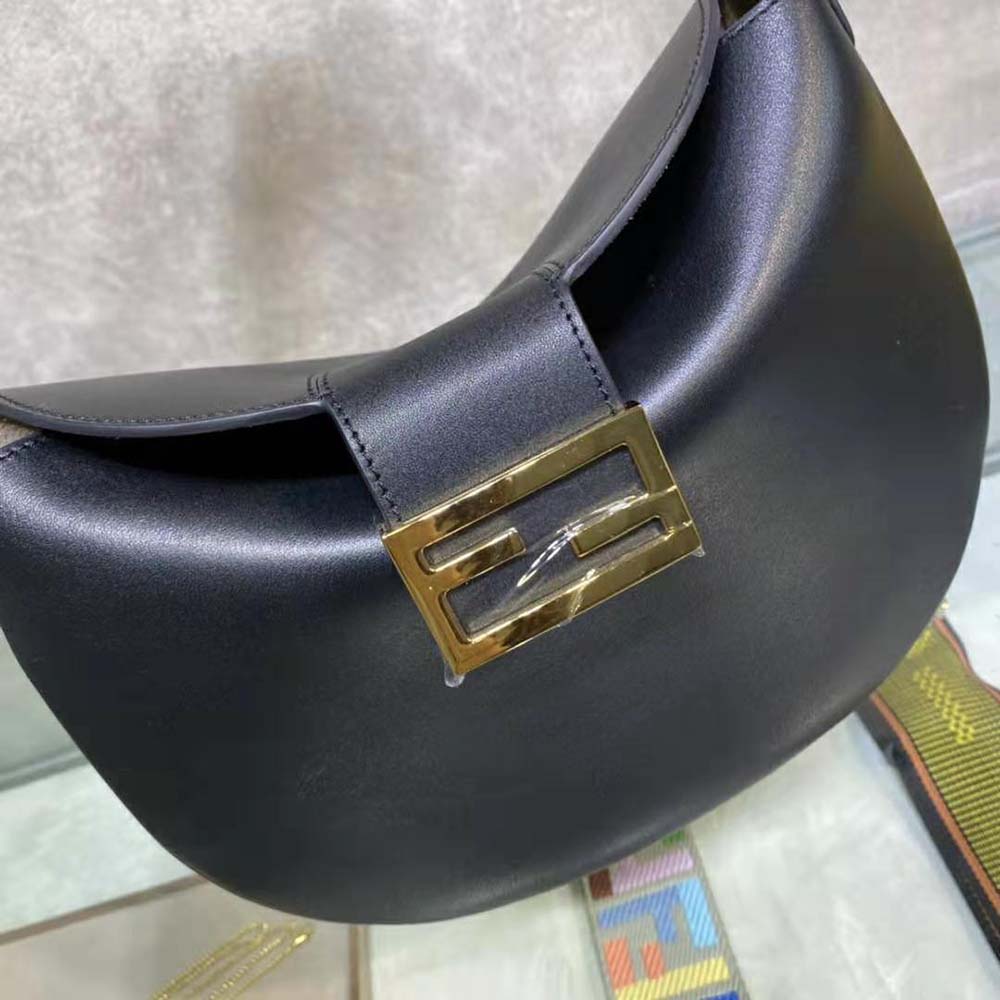 Fendi Women Small Croissant Black Leather Bag - image 5
