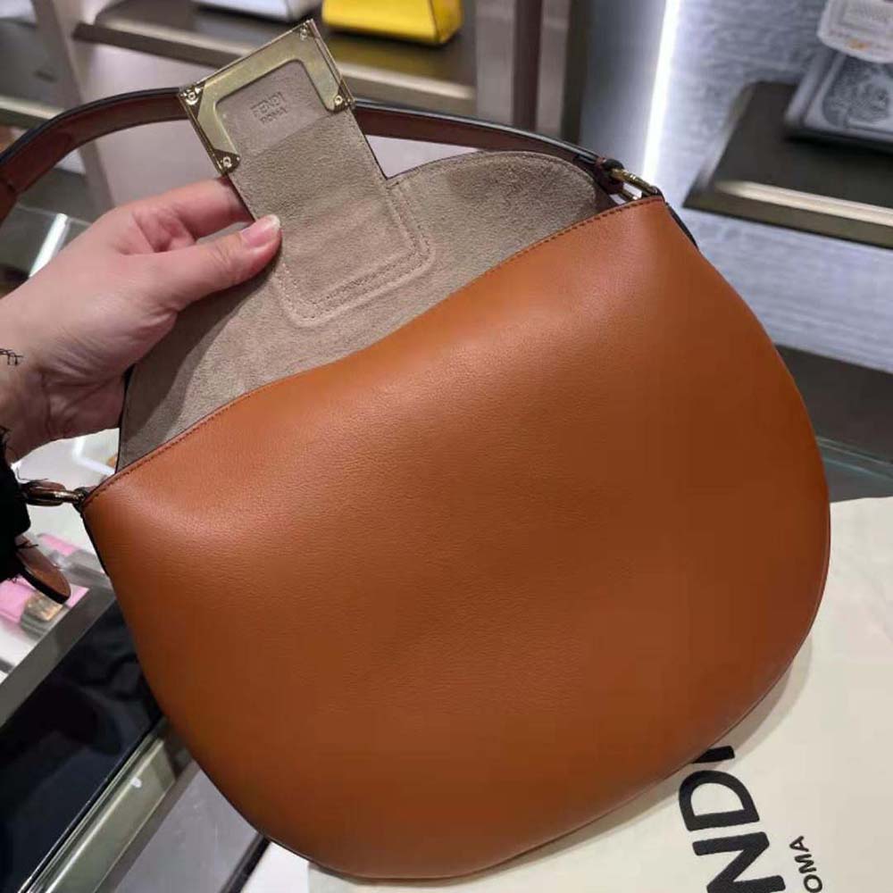 Fendi Women Small Croissant Brown Leather Bag - image 4