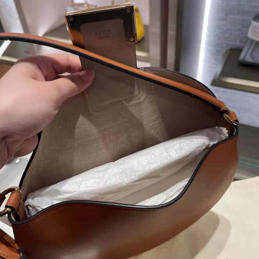 Fendi Women Small Croissant Brown Leather Bag - image 6