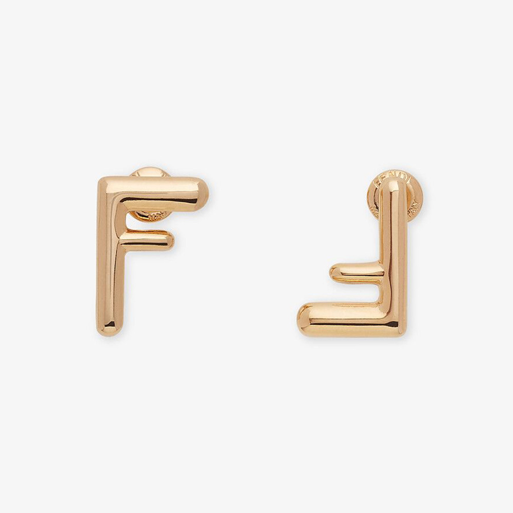 Front view of Fendi Women Small FF Gold-color Earrings showing FF logo detail