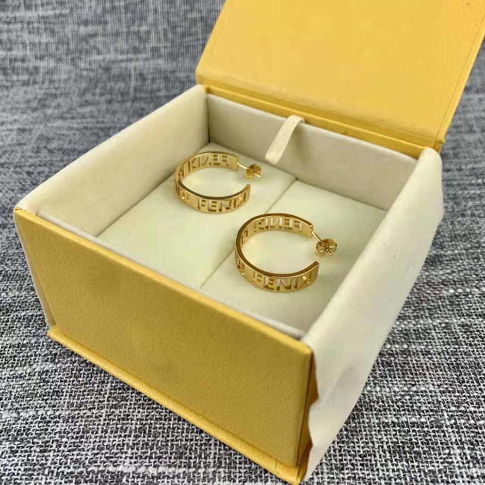 Fendi Women Small Signature Earrings Gold-colored - image 4