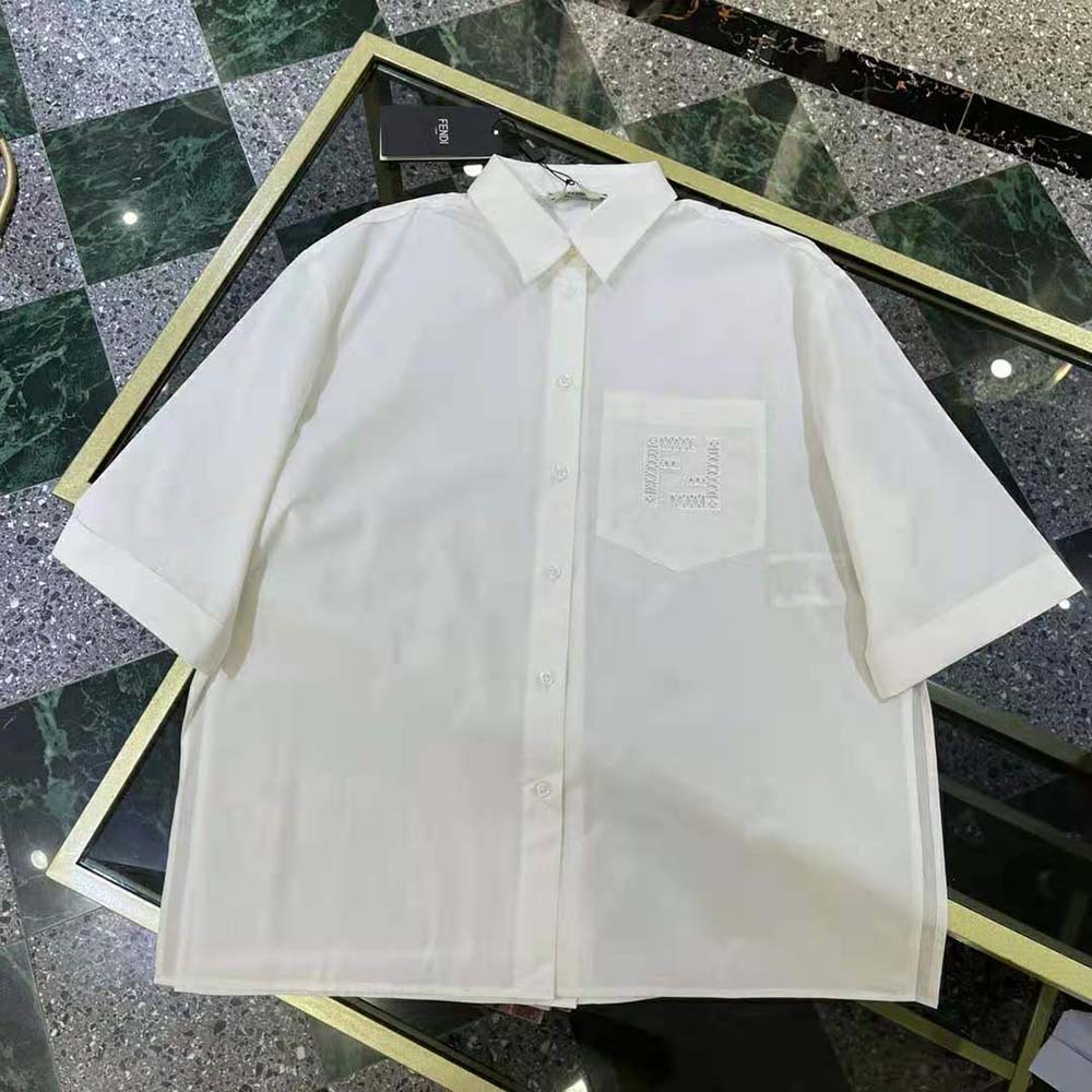 Side profile showing silhouette of Fendi Women White Poplin Shirt