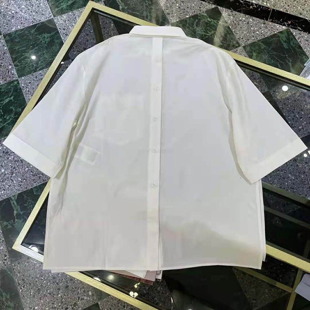 Fendi Women White Poplin Shirt with Classic Collar and Breast Pocket - image 4