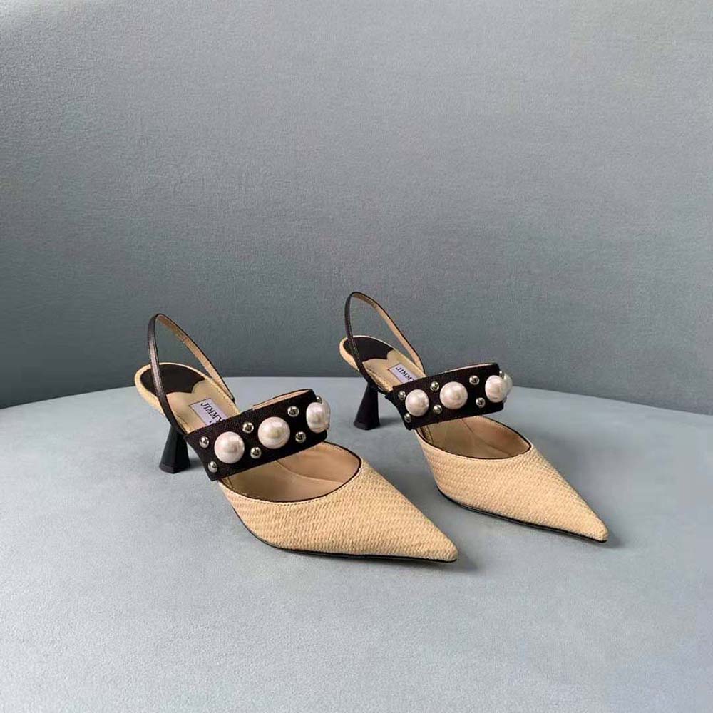 Rear view showing adjustable slingback strap on Jimmy Choo Women Breslin 100 shoes