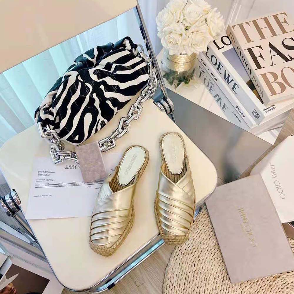 Jimmy Choo Women DES Flats Champagne Metallic Nappa Espadrille - image 6