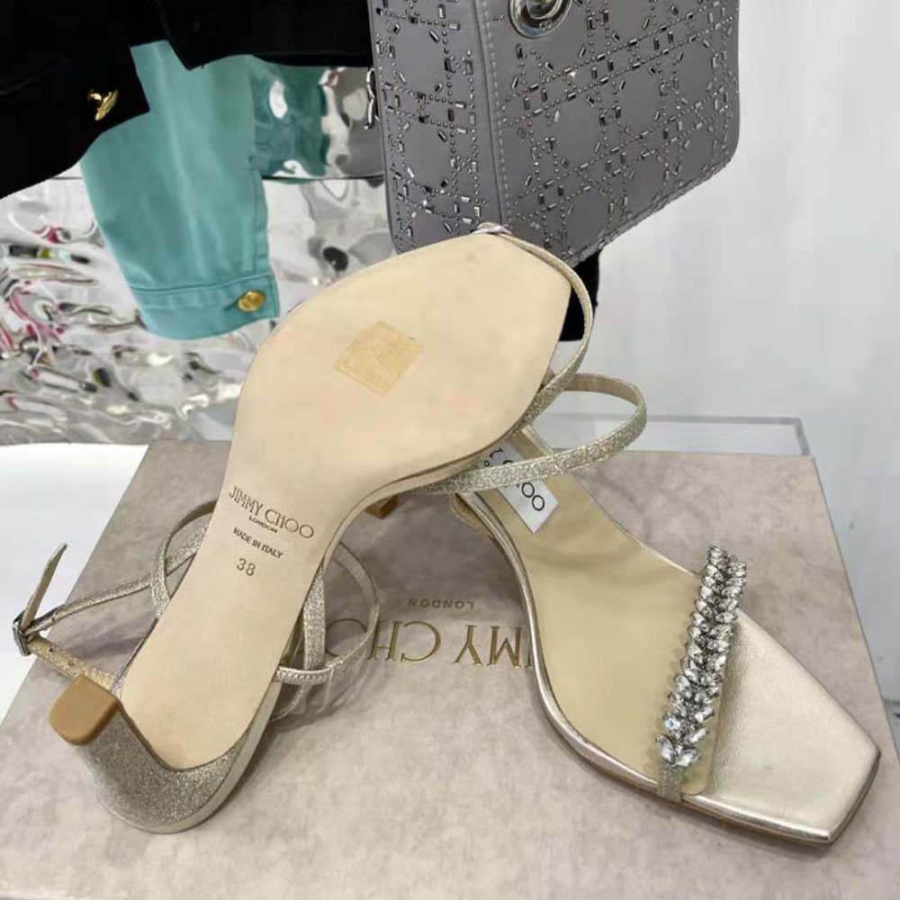 Jimmy Choo Women Meira 85 Platinum Lce Dusty Glitter Sandals - image 7