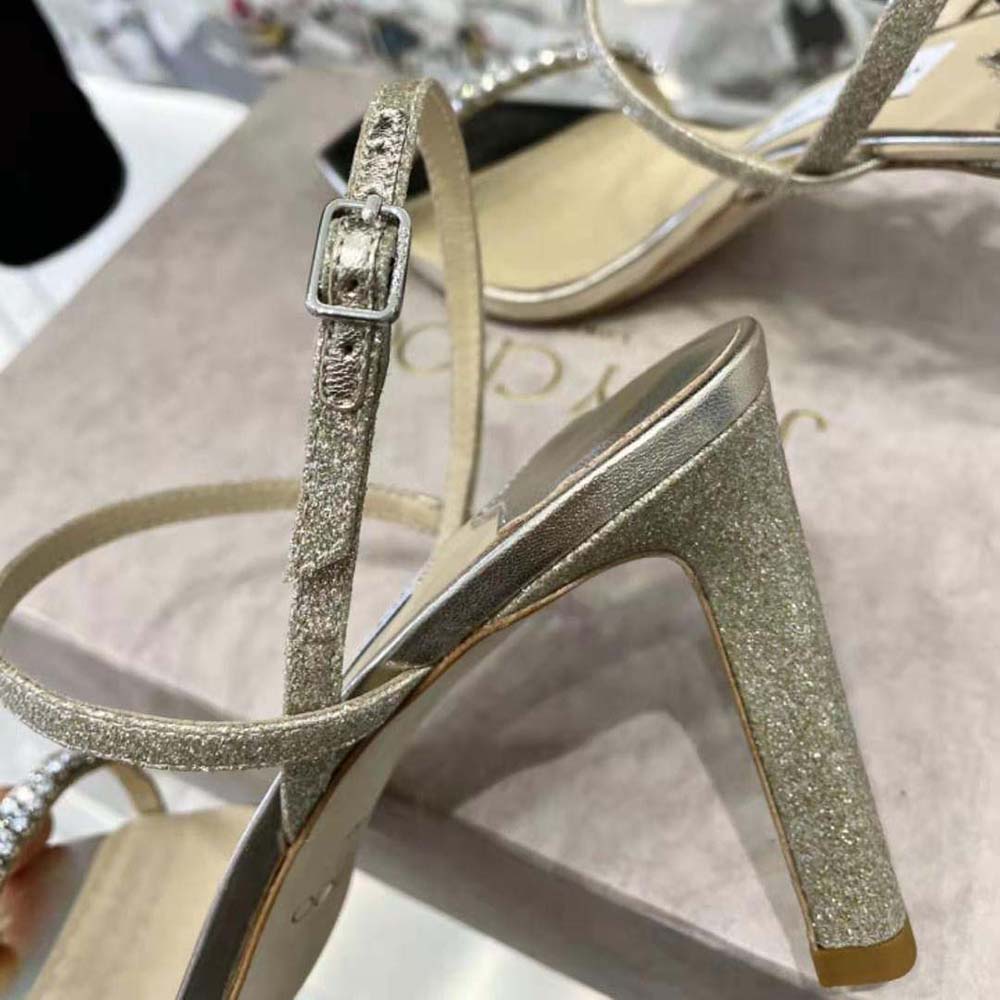 Jimmy Choo Women Meira 85 Platinum Lce Dusty Glitter Sandals - image 10