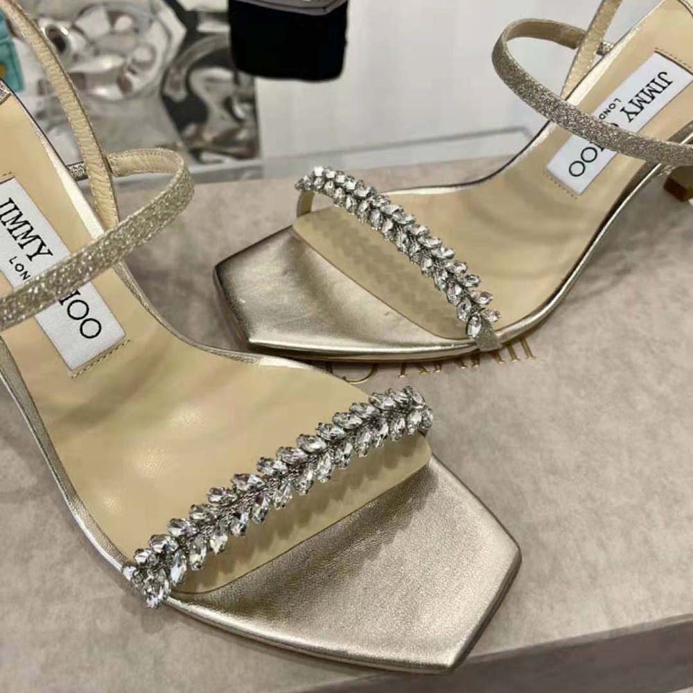 Jimmy Choo Women Meira 85 Platinum Lce Dusty Glitter Sandals - image 9