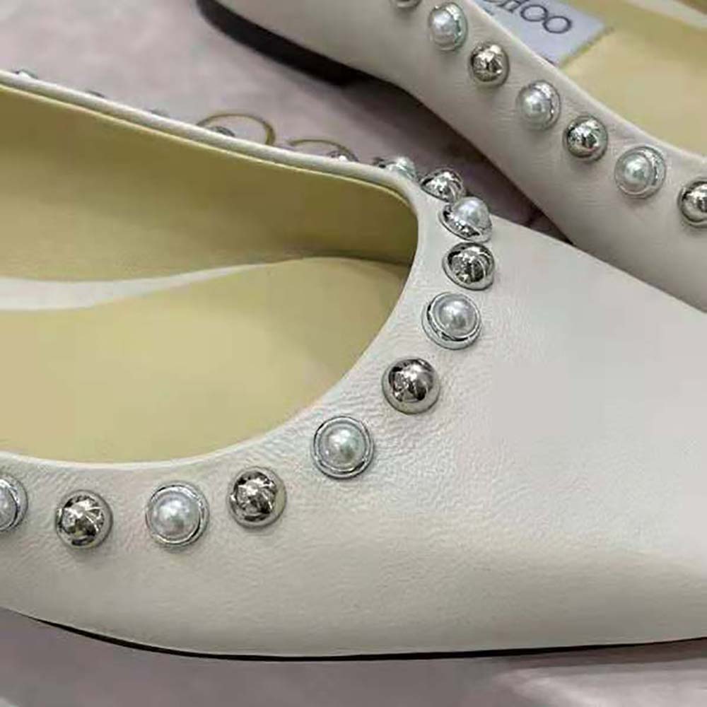 Jimmy Choo Women Mirele Flat Latte Nappa Leather Flats with Pearl Outline - image 7