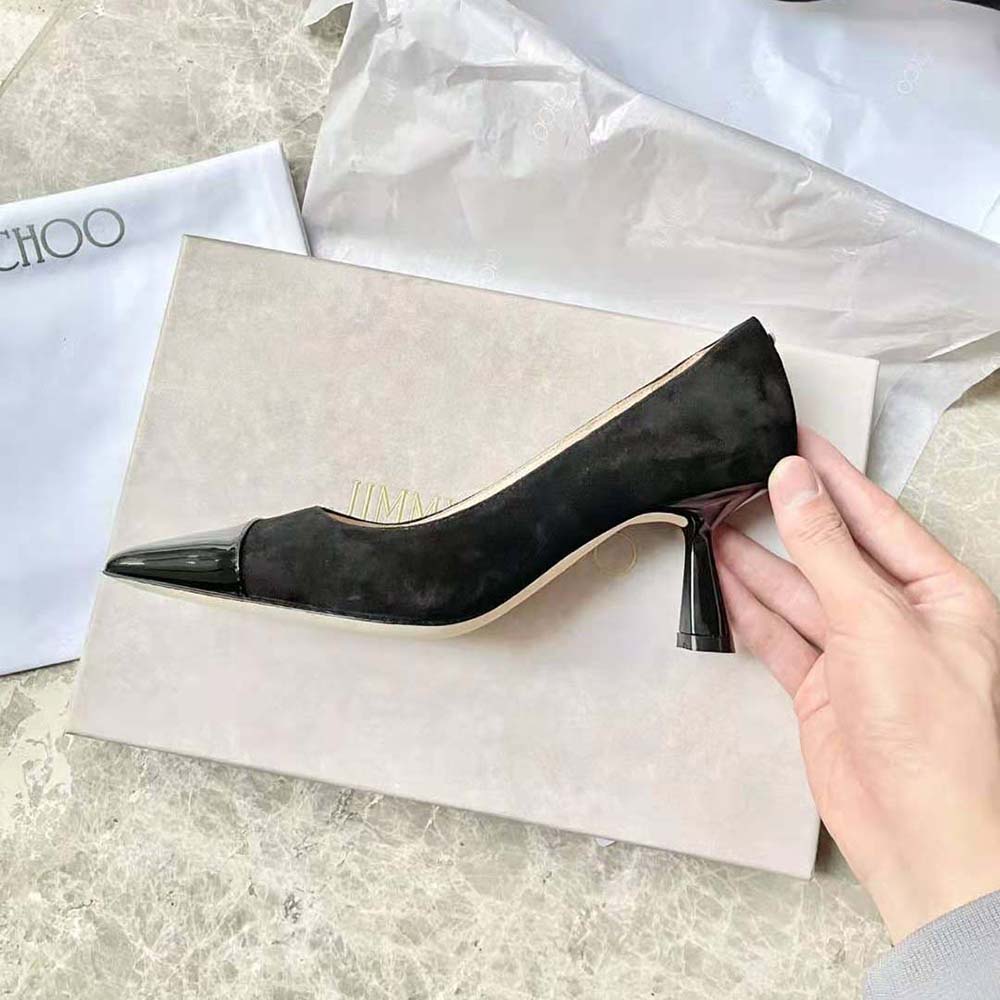Jimmy Choo Women RENE 65 Black Suede and Patent Leather Pointed Pumps - image 7