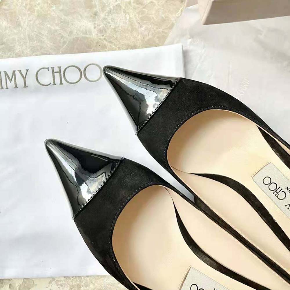 Jimmy Choo Women RENE 65 Black Suede and Patent Leather Pointed Pumps - image 9