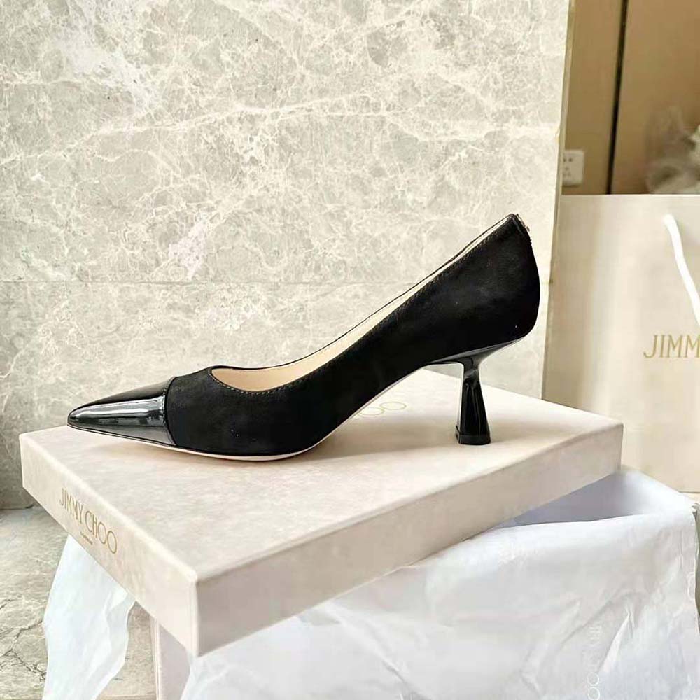 Jimmy Choo Women RENE 65 Black Suede and Patent Leather Pointed Pumps - image 6