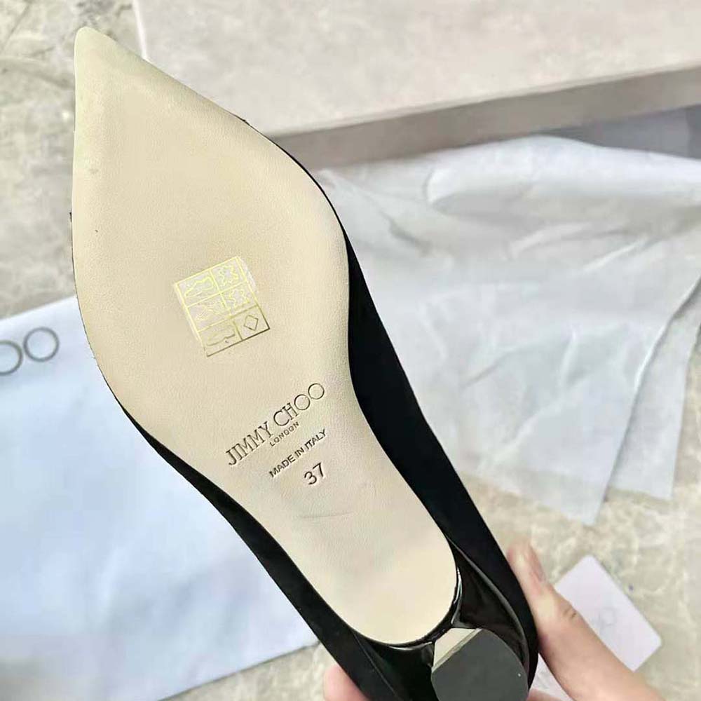 Jimmy Choo Women RENE 65 Black Suede and Patent Leather Pointed Pumps - image 10