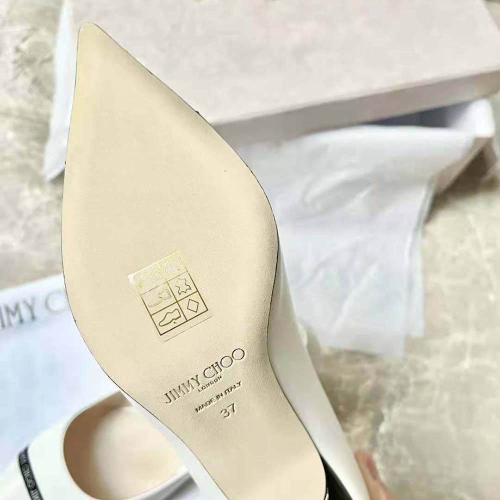 Jimmy Choo Women RENE 65 Latte Nappa Leather Pointed Pumps with Logo-Woven Ribbon - image 9
