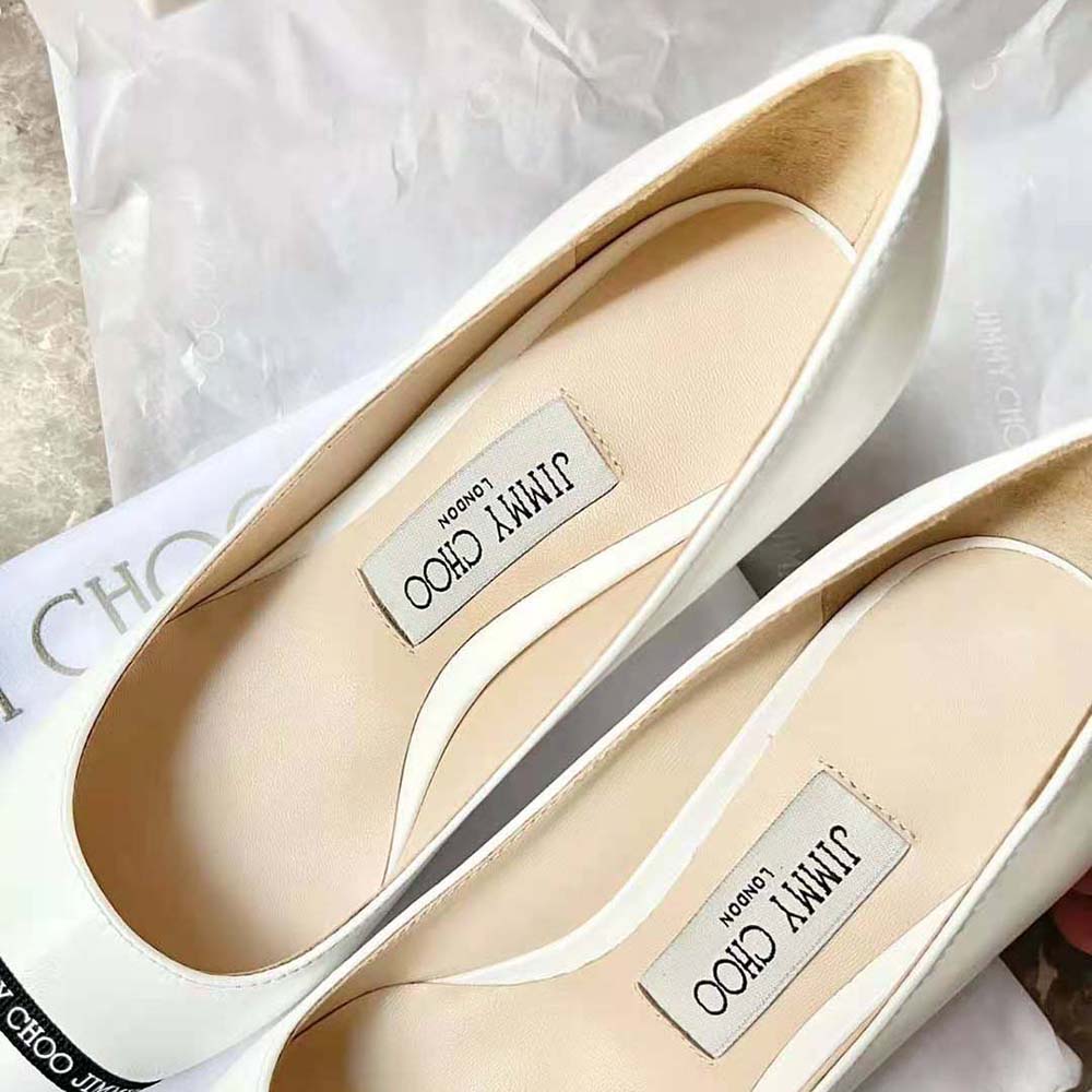 Jimmy Choo Women RENE 65 Latte Nappa Leather Pointed Pumps with Logo-Woven Ribbon - image 8