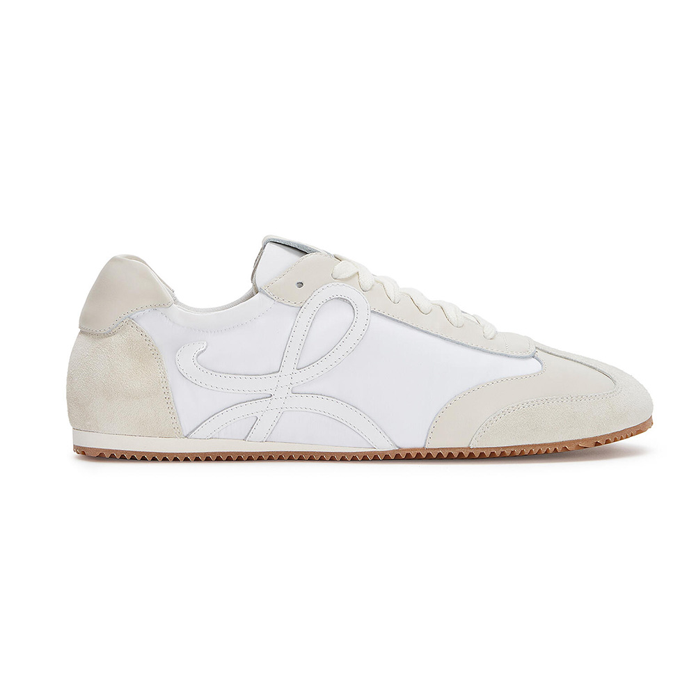 Side view of Loewe Unisex Ballet Runner in Nylon and Leather-White