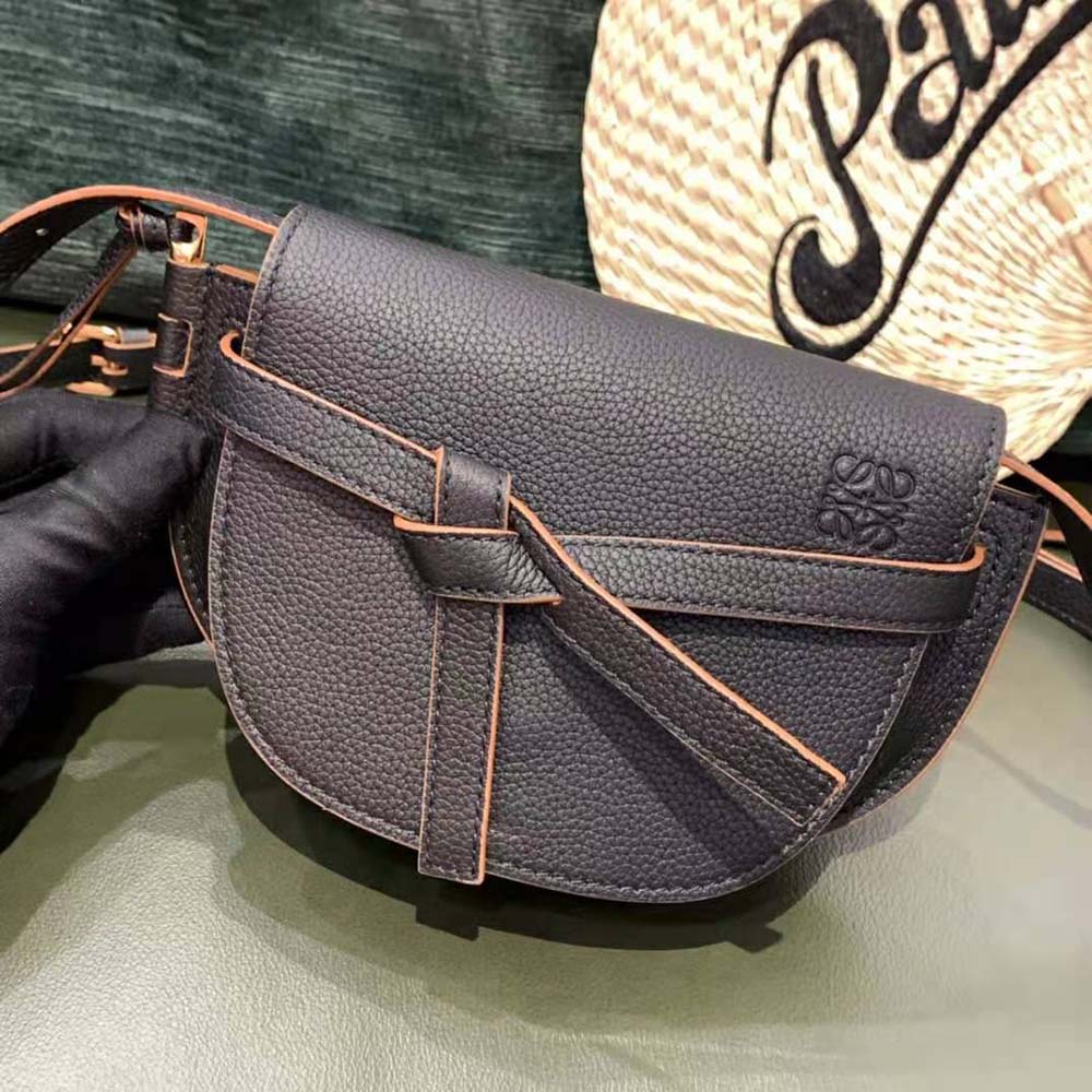 Close-up of knotted leather signature detail on Loewe Women Mini Gate Dual Bag