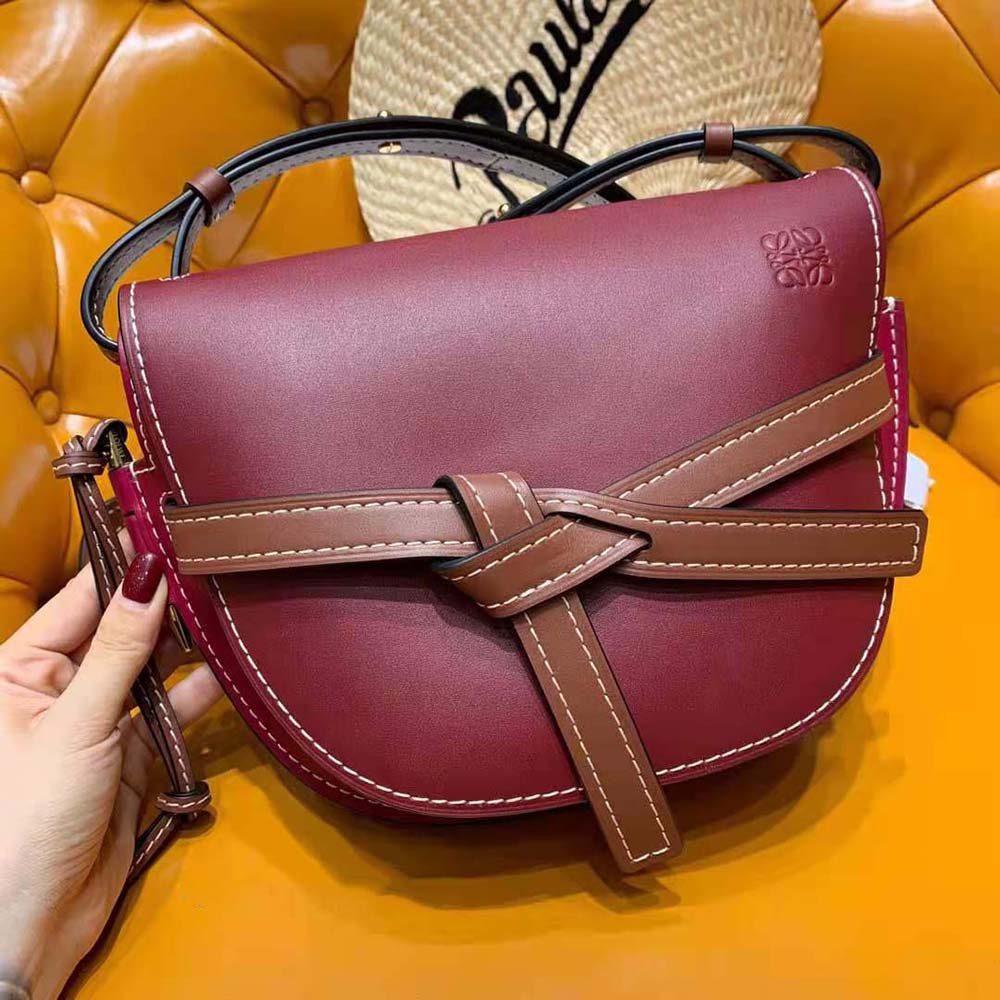 Close-up of knotted leather strap on Loewe Women Small Gate Bag