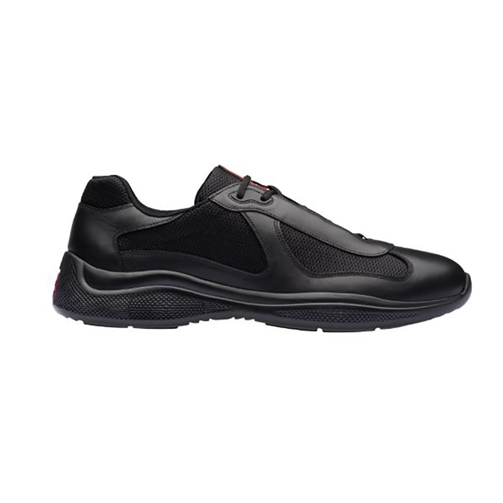 Side view of Prada Men New America’S Cup Leather And Technical Fabric Sneakers