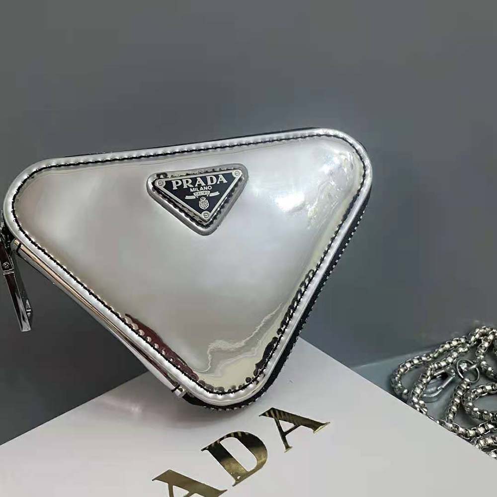 Prada Women Brushed Leather Mini-Pouch-Silver - image 7