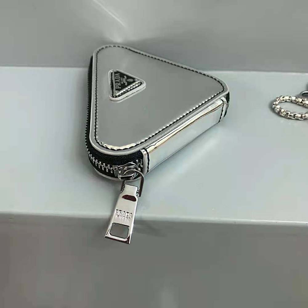 Prada Women Brushed Leather Mini-Pouch-Silver - image 6