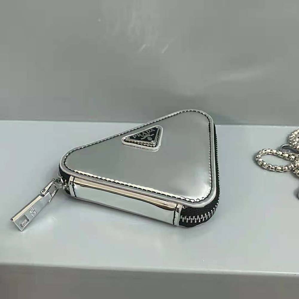 Prada Women Brushed Leather Mini-Pouch-Silver - image 5