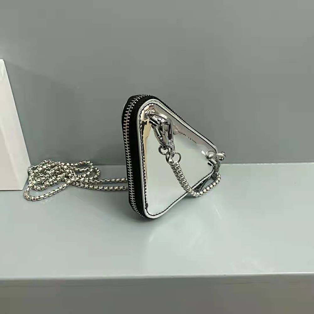 Prada Women Brushed Leather Mini-Pouch-Silver - image 4