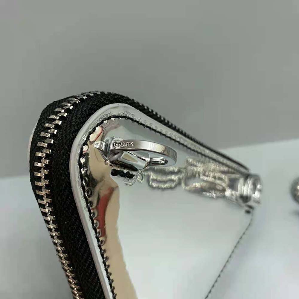 Prada Women Brushed Leather Mini-Pouch-Silver - image 8
