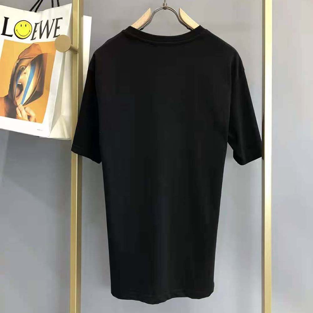 Side angle showing silhouette of Prada Men Cotton T-shirt with Nylon Pocket-Black