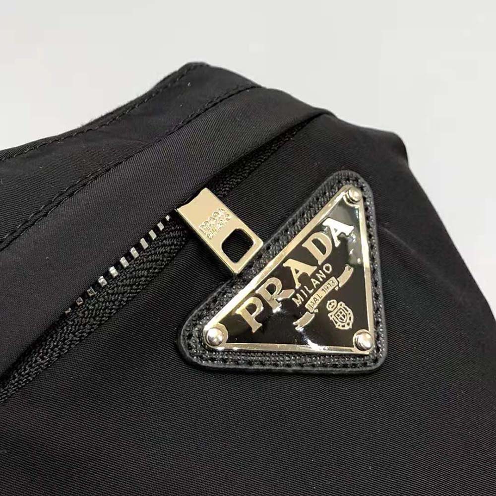 Prada Men Cotton T-shirt with Nylon Pocket-Black - image 4