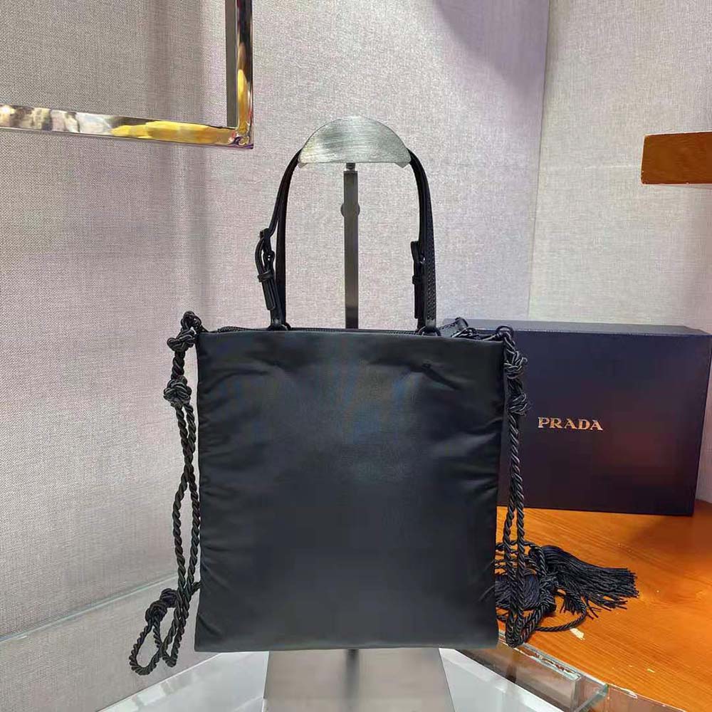 Prada Women Embroidered Nylon Handbag-Black - image 4