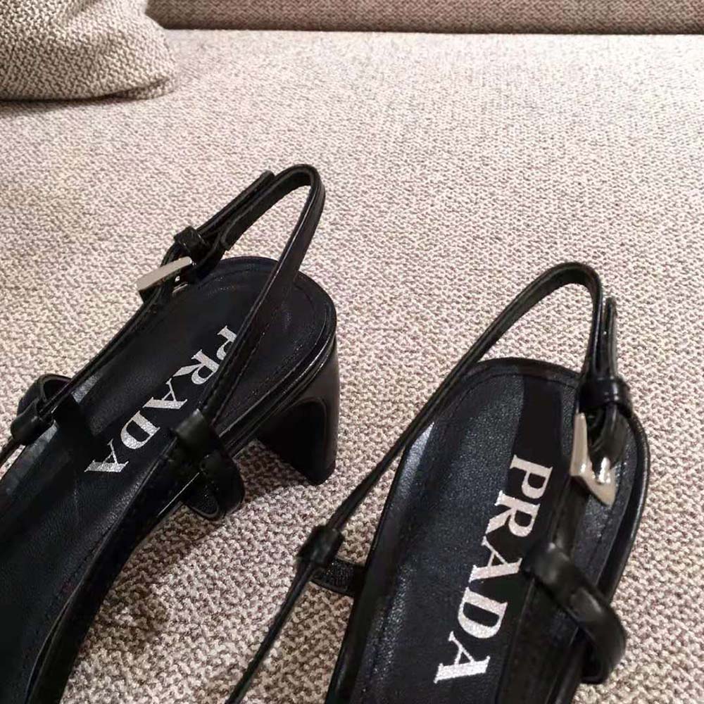 Prada Women Naplak Leather Slingbacks in 55 mm Heel-Black - image 10
