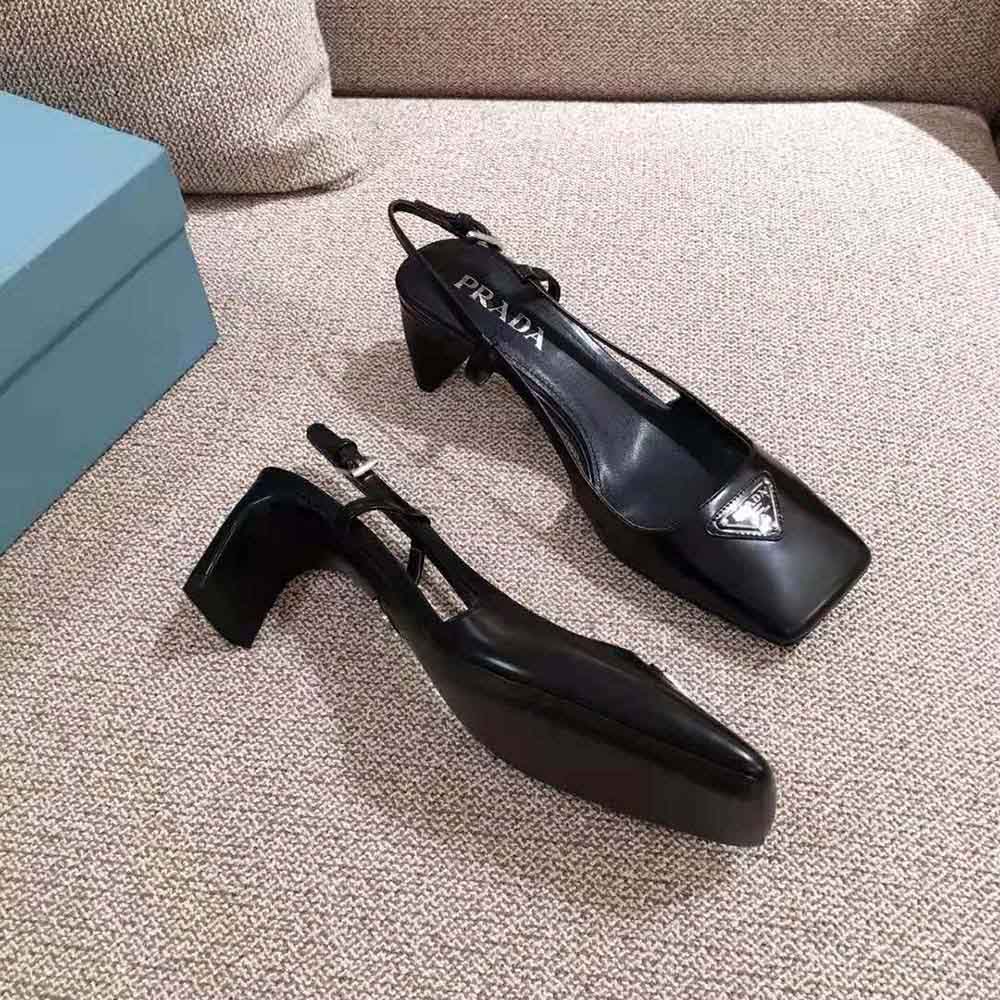 Prada Women Naplak Leather Slingbacks in 55 mm Heel-Black - image 4