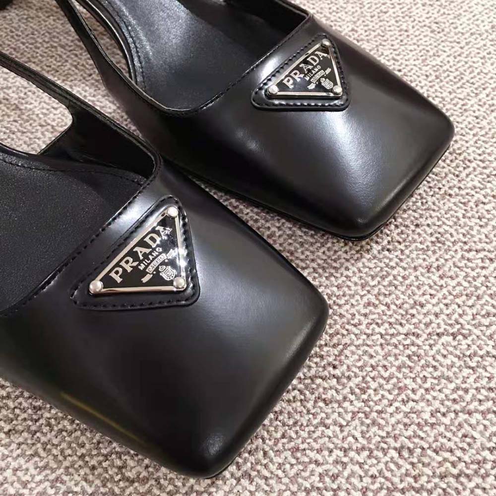 Prada Women Naplak Leather Slingbacks in 55 mm Heel-Black - image 9