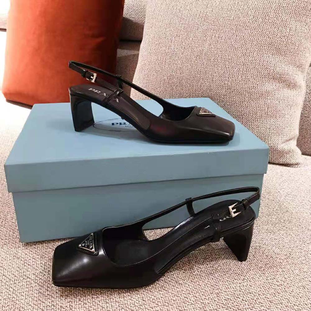 Prada Women Naplak Leather Slingbacks in 55 mm Heel-Black - image 5