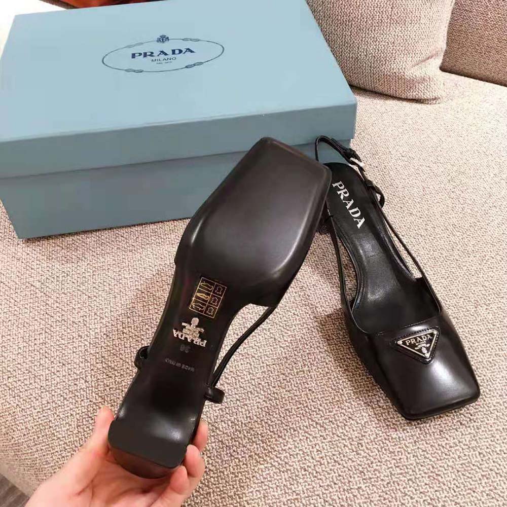 Prada Women Naplak Leather Slingbacks in 55 mm Heel-Black - image 7