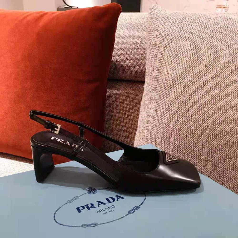 Prada Women Naplak Leather Slingbacks in 55 mm Heel-Black - image 8