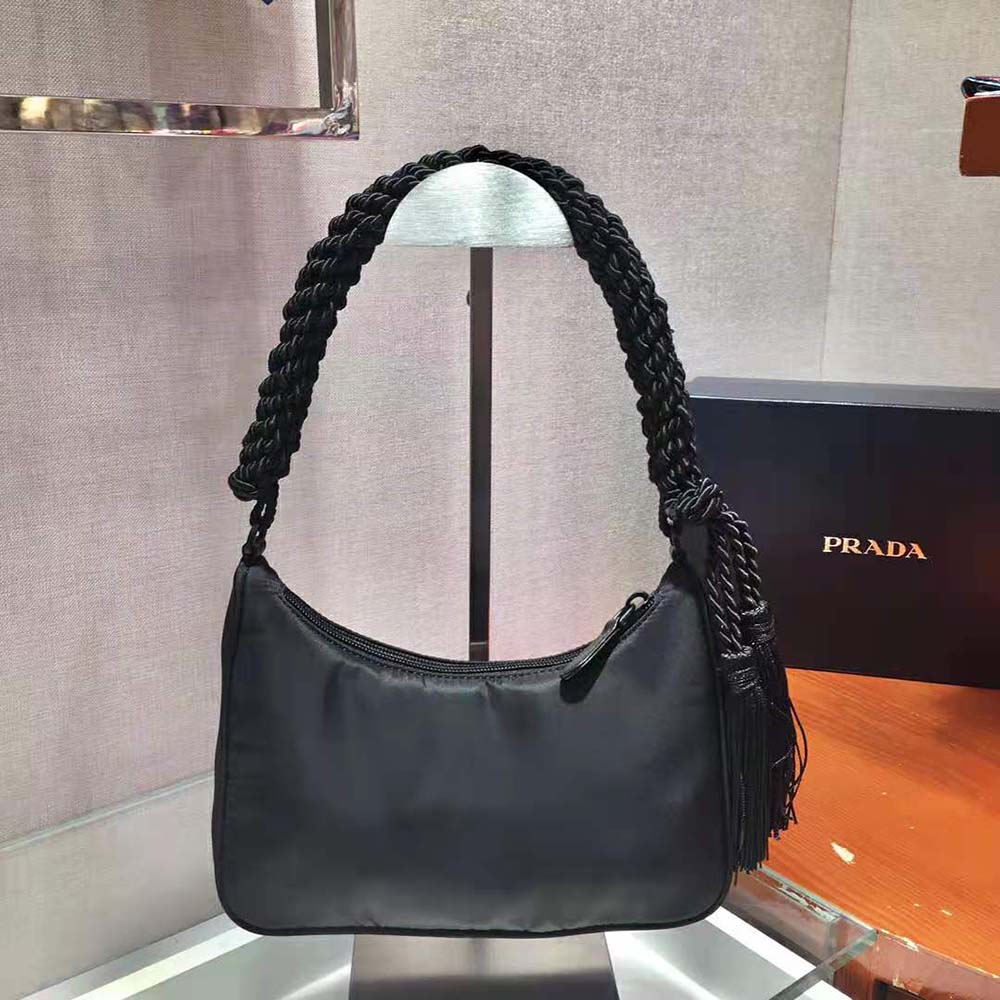 Prada Women Nylon Bag with Embroidery-Black - image 4