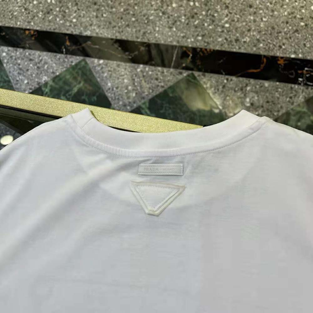 Prada Women Oversized Printed Jersey T-shirt-White - image 8