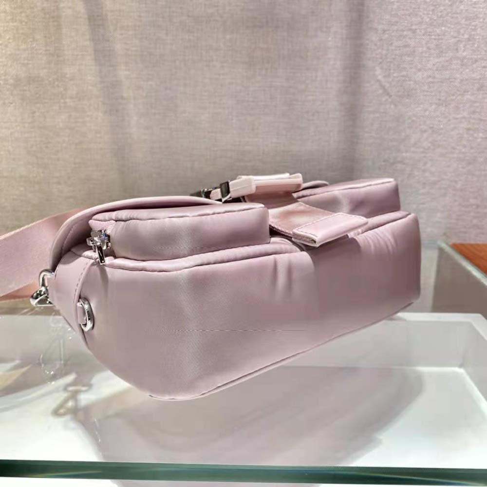 Prada Women Pocket Nylon and Brushed Leather Bag-Pink - image 4