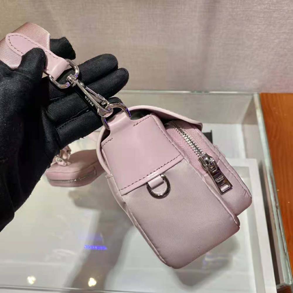 Prada Women Pocket Nylon and Brushed Leather Bag-Pink - image 7