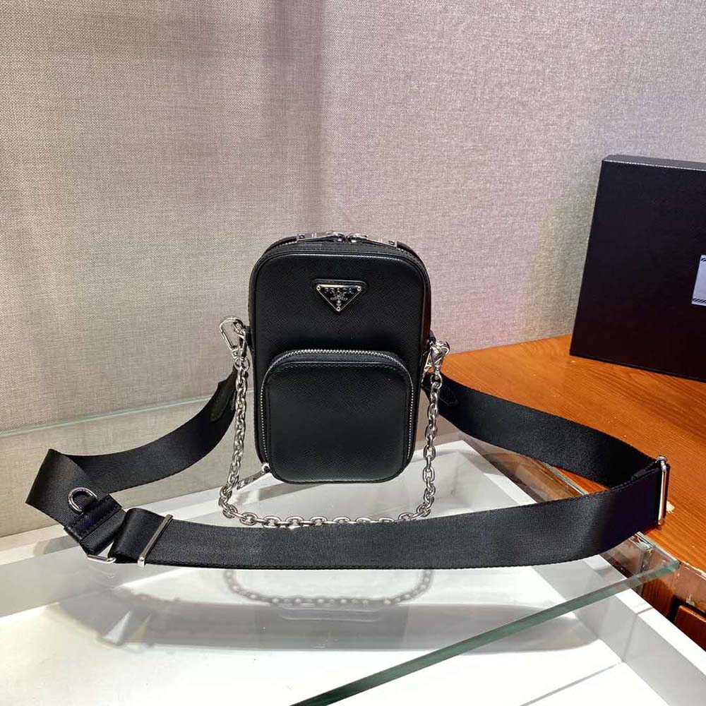 Prada Men Saffiano Leather Mini Bag-Black - image 4
