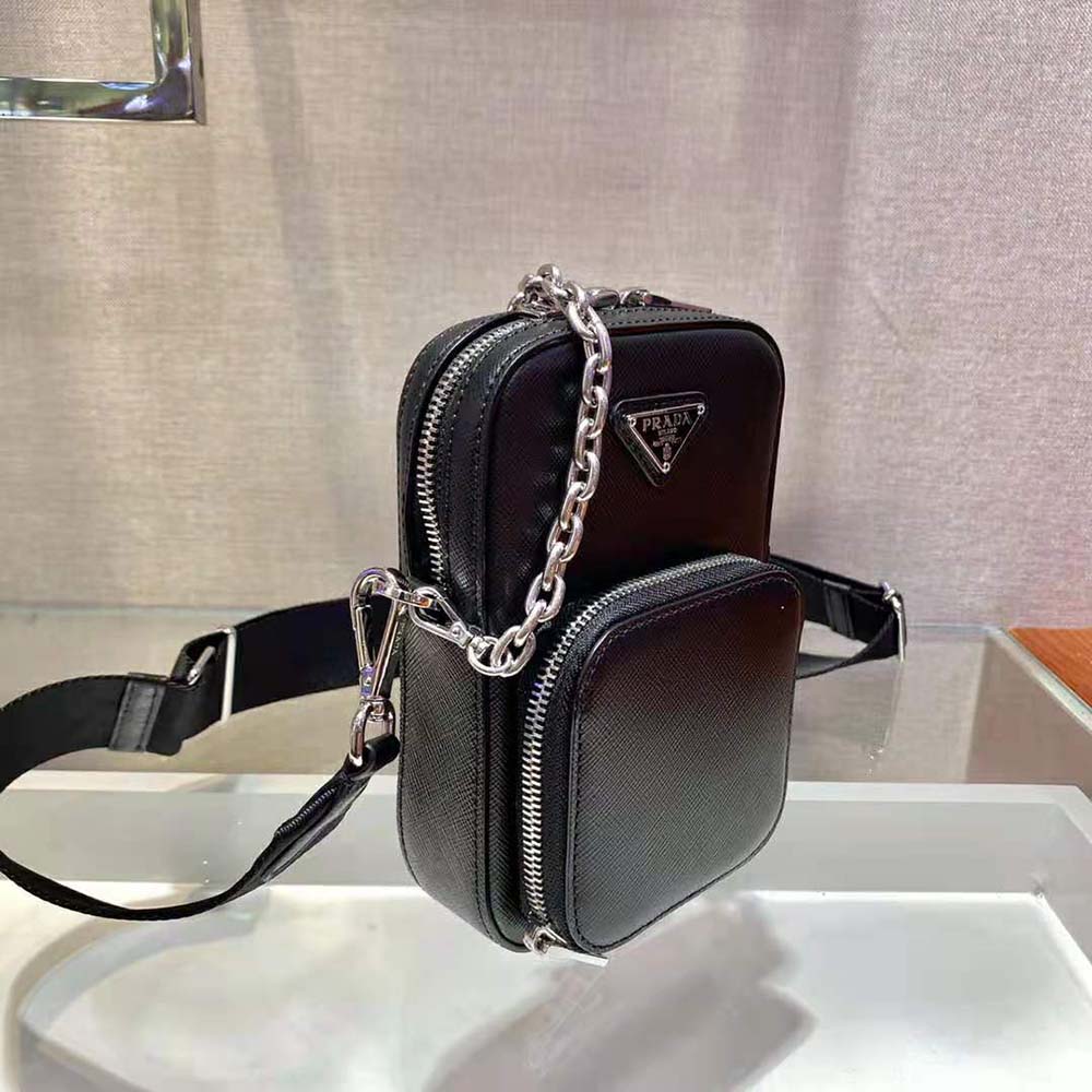 Prada Men Saffiano Leather Mini Bag-Black - image 5