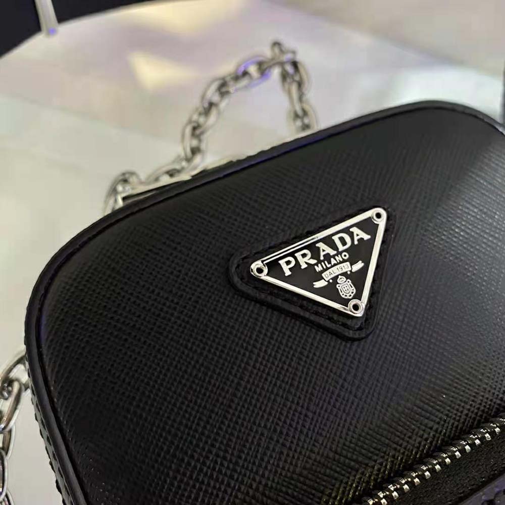 Prada Men Saffiano Leather Mini Bag-Black - image 8
