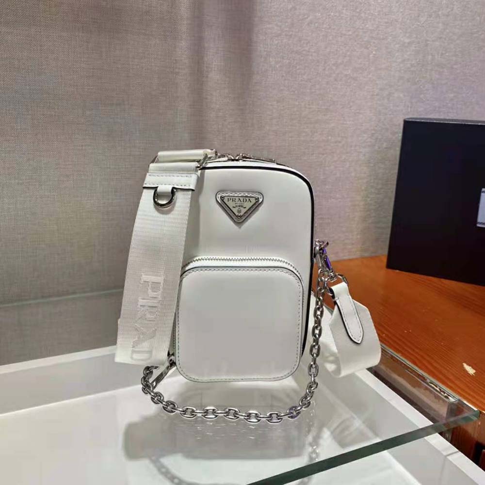 Prada Women Saffiano Leather Mini Bag-White - image 4