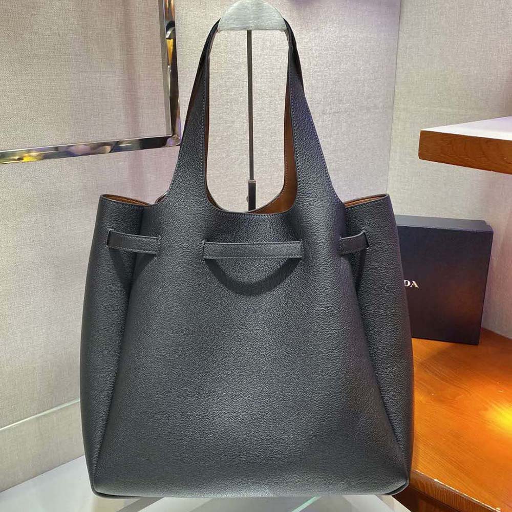 Prada Women Soft Leather Tote-Black - image 5