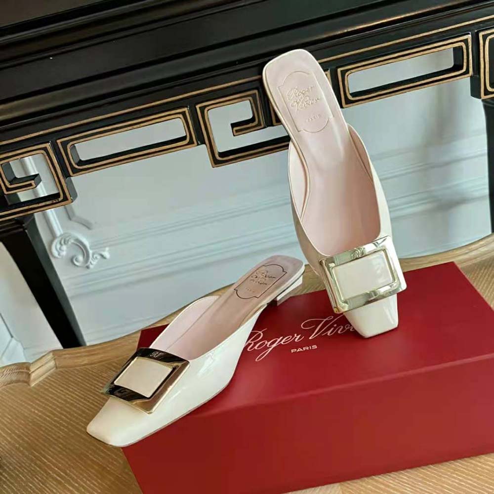 Roger Vivier Belle Vivier Metal Buckle Mules in Patent Leather in 2.5 cm Heel - image 4