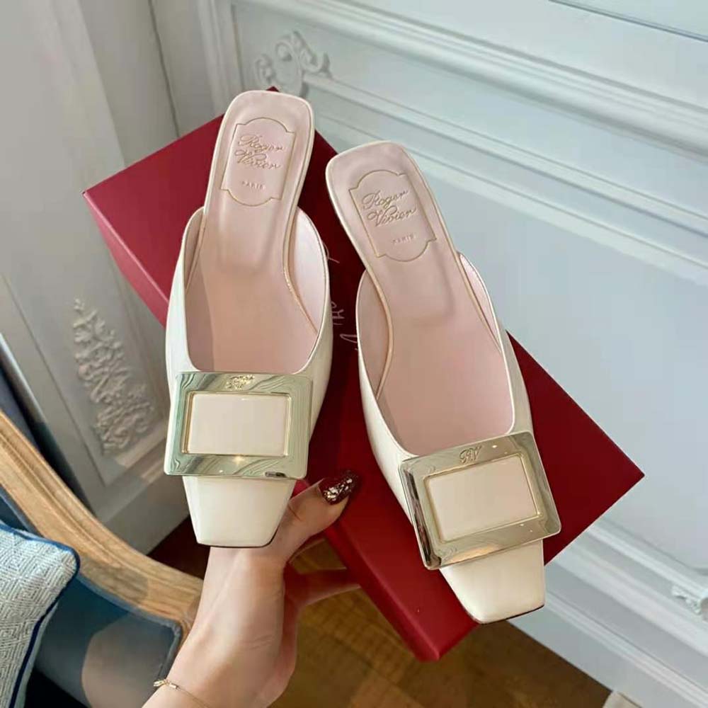 Roger Vivier Belle Vivier Metal Buckle Mules in Patent Leather in 2.5 cm Heel - image 6