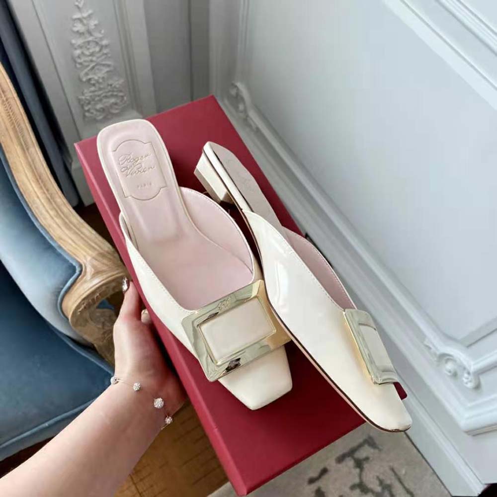 Roger Vivier Belle Vivier Metal Buckle Mules in Patent Leather in 2.5 cm Heel - image 5