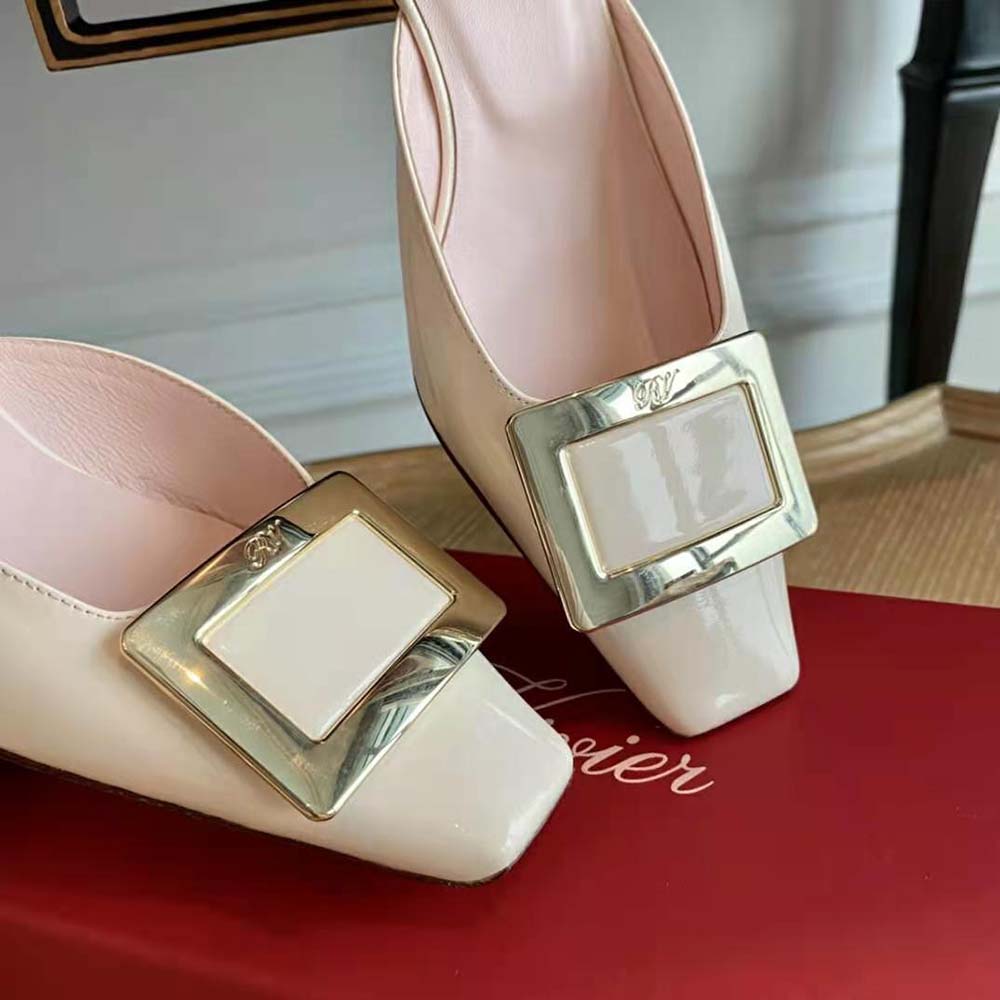 Roger Vivier Belle Vivier Metal Buckle Mules in Patent Leather in 4.5 cm Heel - image 4